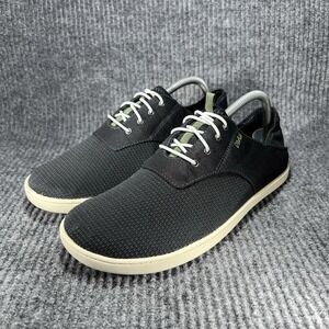 Olukai NOHEA MOKU Men's Size 8.5 Dark Onyx Black Green Boat Shoes Slip On